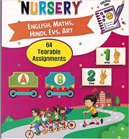 Young Minds Practice Assignments Workbook : Nursery : English Maths Hindi EVS Art